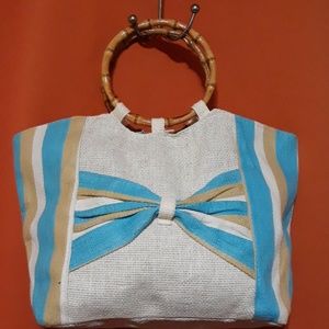 Clearance!  Tote with bamboo handles.